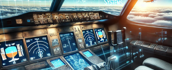 imagesdall e 2025 02 04 10.48.10 a detailed scene of an airplane cockpit with advanced safety technology like collision avoidance systems and enhanced weather radar reflecting the fo