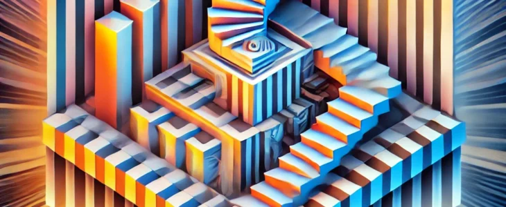 imagesdall e 2025 02 06 09.19.16 a mind bending optical illusion featuring an abstract background with shifting patterns impossible shapes and a color gradient that creates a sense