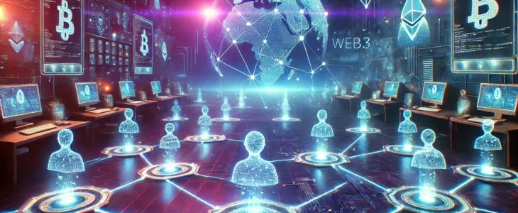 imagesdall e 2025 02 10 11.31.41 a futuristic digital landscape depicting decentralization and web3. a glowing blockchain network stretches across the image connecting decentralized