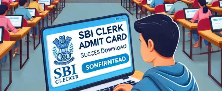 imagesdall e 2025 02 10 18.47.00 a digital illustration of a student sitting at a desk with a laptop downloading the sbi clerk admit card 2025 from the official sbi website. the scre