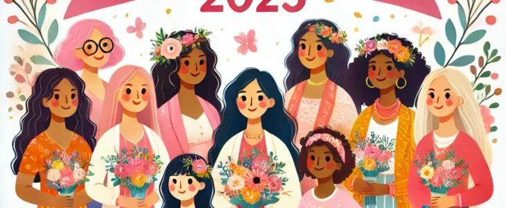 Imagesdall E 2025 03 08 07.34.35 A Vibrant And Elegant Digital Illustration Celebrating Womens Day 2025. The Image Features Diverse Women Of Different Ethnicities And Ages Standing T